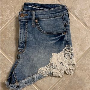 Mossimo denim shorts with lace detail
